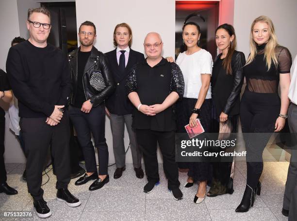 Todd Snyder, Preston Konrad, Eric Javits, event host Mickey Boardman, Natalie Kates, Mara Hoffman and Iskra Lawrence attend Housing Works' Fashion...