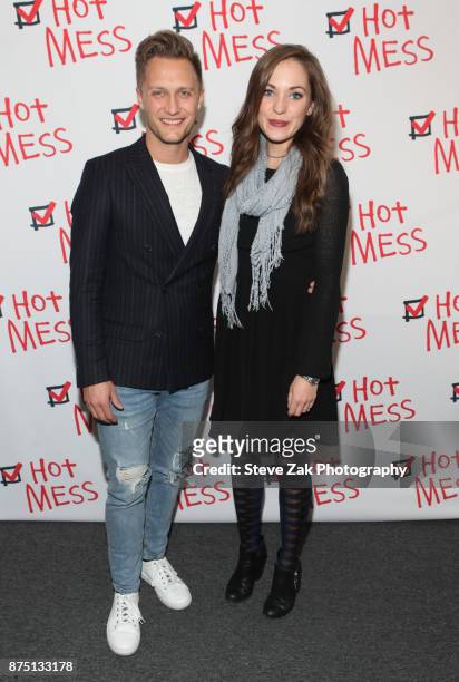 Laura Osnes and guest attend "Hot Mess" Opening Night at Jerry Orbach Theater on November 16, 2017 in New York City.