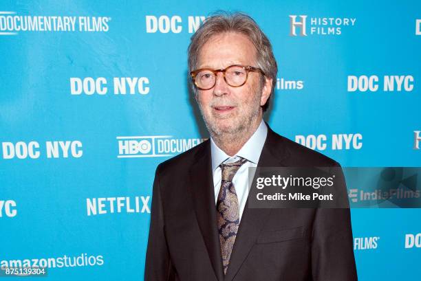 Eric Clapton attends the 2017 DOC NYC closing night screening of "Eric Clapton: Life In 12 Bars" at SVA Theatre on November 16, 2017 in New York City.