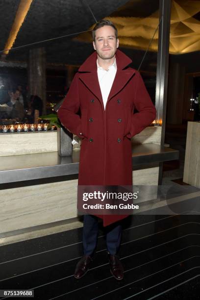 Actor Armie Hammer attends The Cinema Society screening of Sony Pictures Classics' "Call Me By Your Name" after party at Bar SixtyFive on November...