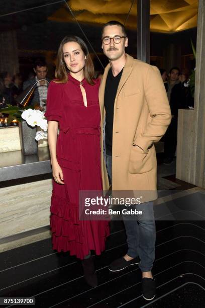 Actress Megan Boone and actor Ryan Eggold attend The Cinema Society screening of Sony Pictures Classics' "Call Me By Your Name" after party at Bar...