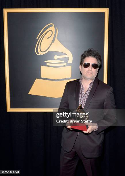 Andres Calamaro, winner of Best Rock Song for 'La Noche,' attends the Premiere Ceremony during the 18th Annual Latin Grammy Awards at the Mandalay...