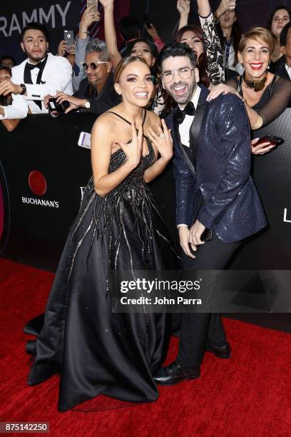 Leslie Grace and Jomari Goyso attend The 18th Annual Latin Grammy Awards at MGM Grand Garden Arena on November 16, 2017 in Las Vegas, Nevada.