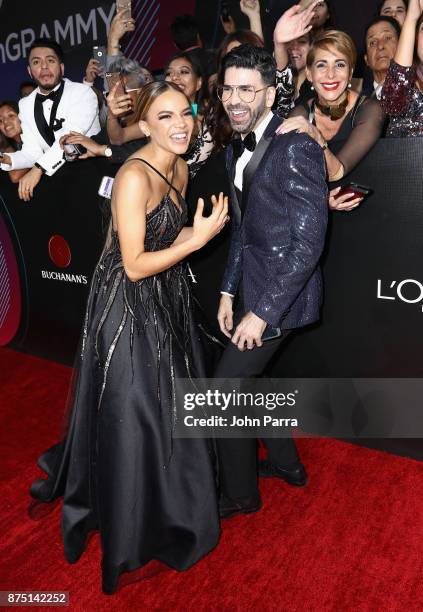 Leslie Grace and Jomari Goyso attend The 18th Annual Latin Grammy Awards at MGM Grand Garden Arena on November 16, 2017 in Las Vegas, Nevada.