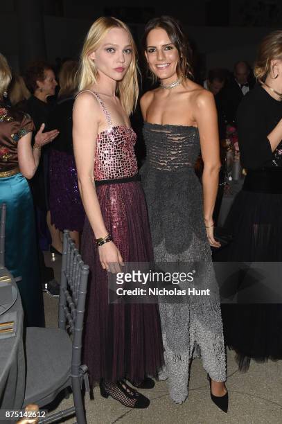 Sasha Pivovarova and Rachele Regini attend the 2017 Guggenheim International Gala made possible by Dior on November 16, 2017 in New York City.