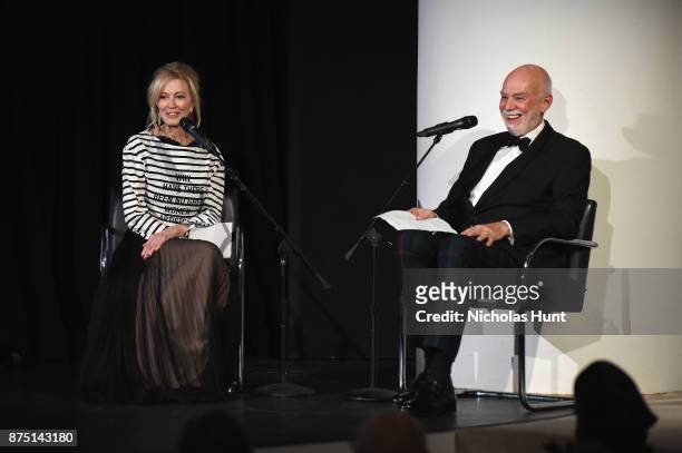 Jennifer Stockman and Richard Armstrong speak onstage at the 2017 Guggenheim International Gala made possible by Dior on November 16, 2017 in New...