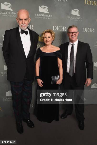 Richard Armstrong, Wendy Fisher and John Mathews attend the 2017 Guggenheim International Gala made possible by Dior on November 16, 2017 in New York...