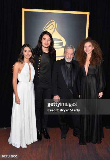 Cesar Camargo Mariano with Tiago Iorc, Ana Caetano and Vitoria Falcao, winners of Best Song in the Portuguese Language for 'Trevo ,' attend the...