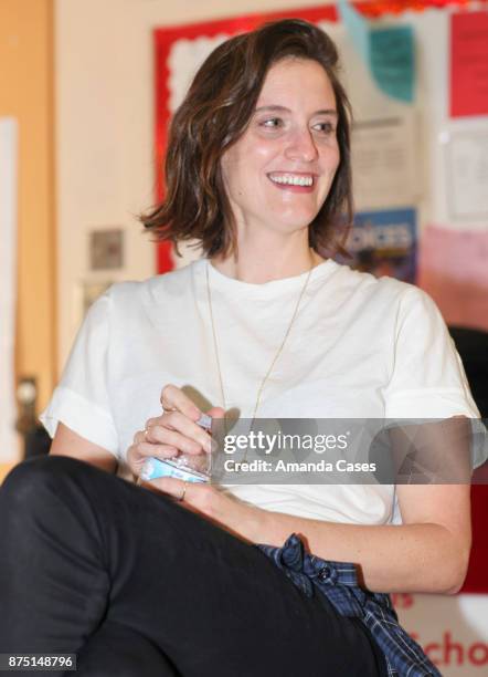 Julie Lake speaks at The Artists Project Visits Performing Arts Students At Hollywood High School on November 16, 2017 in Hollywood, California.