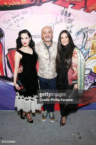 Dita Von Teese, Christian Louboutin and Demi Moore attend Christian Louboutin and Sabyasachi Unveil Capsule Collection at Just One Eye on November...