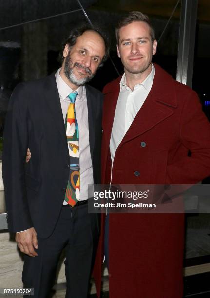 Director Luca Guadagnino and actor Armie Hammer attend the after party for the screening of Sony Pictures Classics' "Call Me By Your Name" hosted by...