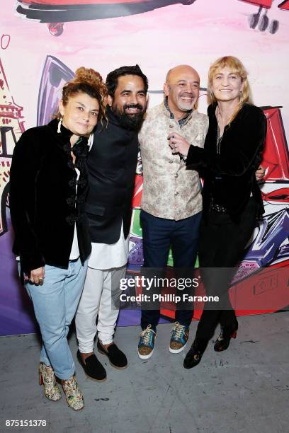 Paola Russo, Sabyasachi, Christian Louboutin and Victoria Niarchos attend Christian Louboutin and Sabyasachi Unveil Capsule Collection at Just One...