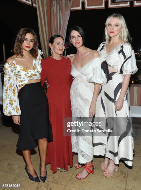 Christine Centenera, Zimmermann Founder/designer Nicky Zimmermann, Jillian Davison and Laura Brown at Zimmermann Los Angeles Dinner at Sunset Tower...