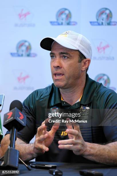 Perth , Australia - 11 November 2017; Australian manager Chris Scott, during the Australia v Ireland - Virgin Australia International Rules Series...