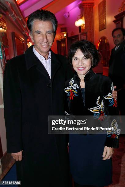 Jack Lang and his wife Monique attend "Depardieu Chante Barbara" at "Le Cirque D'Hiver" on November 16, 2017 in Paris, France.