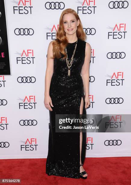 Actress Jessica Chastain attends the closing night gala screening of "Molly's Game" at the 2017 AFI Fest at TCL Chinese Theatre on November 16, 2017...