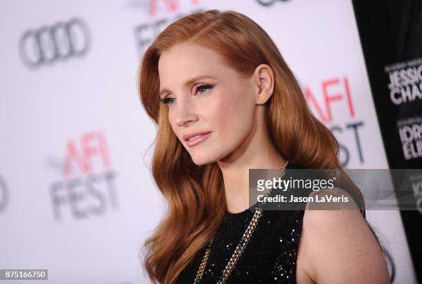 Actress Jessica Chastain attends the closing night gala screening of "Molly's Game" at the 2017 AFI Fest at TCL Chinese Theatre on November 16, 2017...