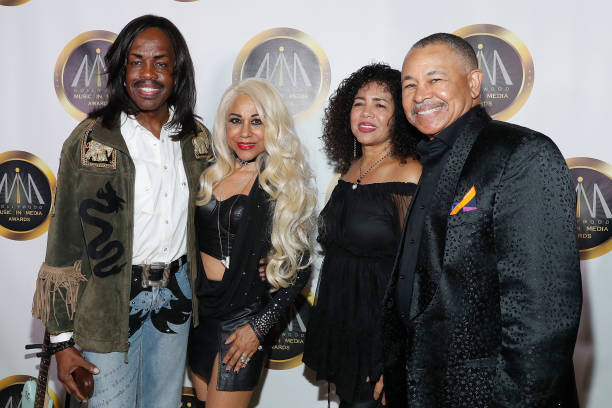 Verdine White, Shelly Clark, and Ralph Johnson of Earth Wind and Fire attend the 8th Annual Hollywood Music in Media Awards at the Avalon Hollywood...