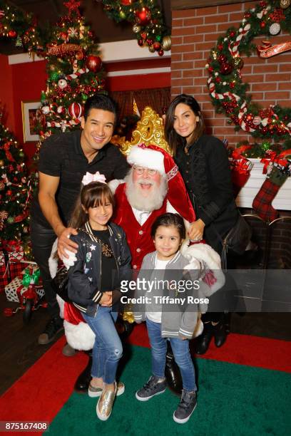 Mario Lopez, daughter Gia Francesca Lopez, son Dominic Lopez, and Courtney Lopez at Derek Hough Hosts The Americana at Brand Tree Lighting Presented...