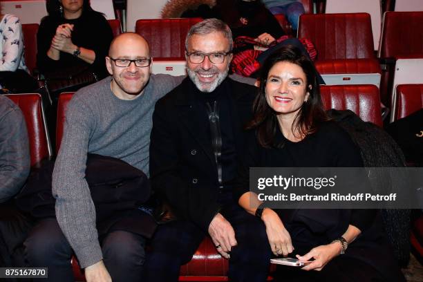 Artistic Director at Guerlain Olivier Echaudemaison sitting between guest attend "Depardieu Chante Barbara" at "Le Cirque D'Hiver" on November 16,...