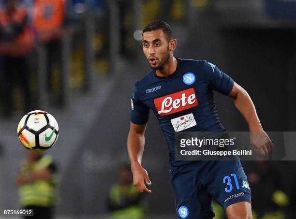 Faouzi Ghoulam of SSC Napoli in action during the Serie A match between SS Lazio and SSC Napoli at Stadio Olimpico on September 20, 2017 in Rome,...