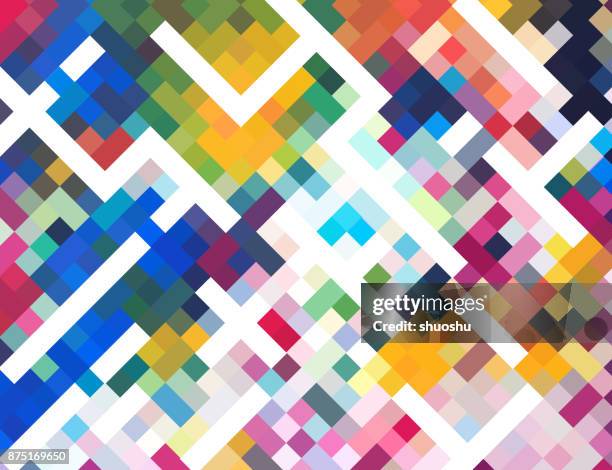 colorful check mosaic background - rainbow pattern stock illustrations