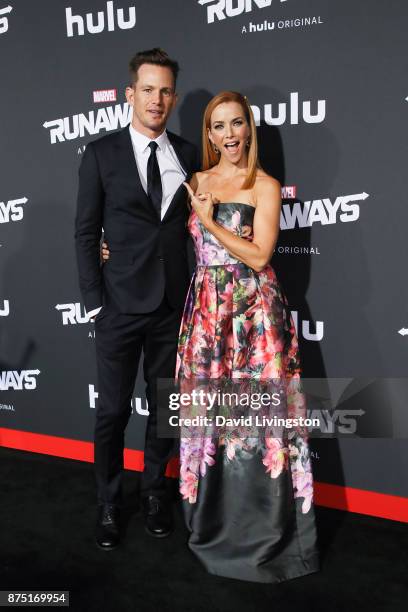 Kip Pardue and Annie Wersching arrives at the premiere of Hulu's "Marvel's Runaways" at the Regency Bruin Theatre on November 16, 2017 in Los...