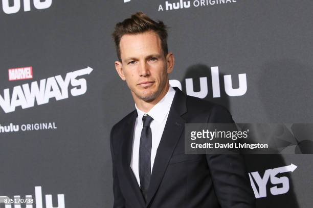 Kip Pardue arrives at the premiere of Hulu's "Marvel's Runaways" at the Regency Bruin Theatre on November 16, 2017 in Los Angeles, California.