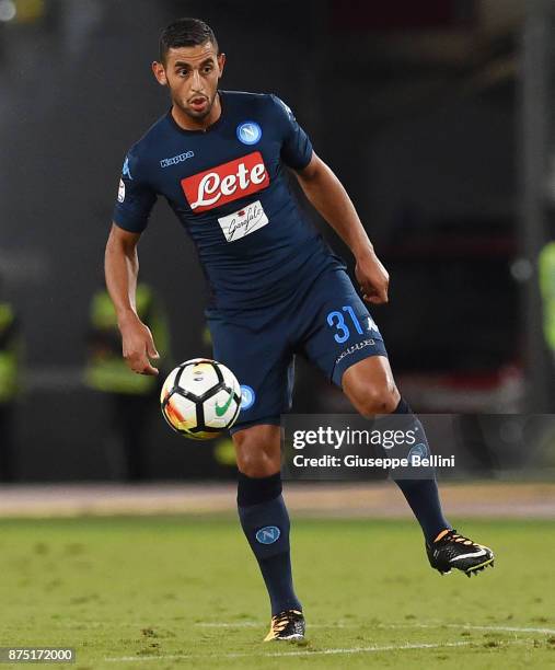 Faouzi Ghoulam of SSC Napoli in action during the Serie A match between SS Lazio and SSC Napoli at Stadio Olimpico on September 20, 2017 in Rome,...