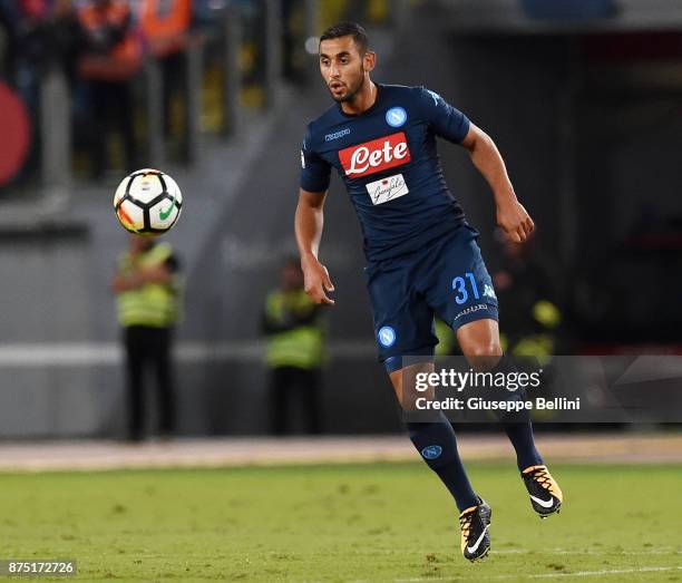 Faouzi Ghoulam of SSC Napoli in action during the Serie A match between SS Lazio and SSC Napoli at Stadio Olimpico on September 20, 2017 in Rome,...