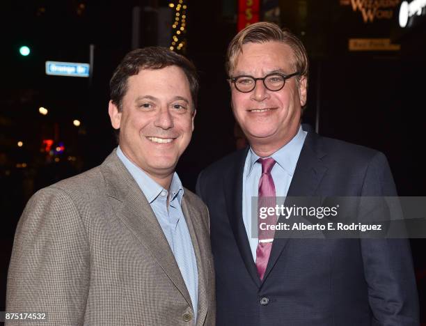 Chairman of STX Films Adam Fogelson and Aaron Sorkin attend the screening of "Molly's Game" at the Closing Night Gala at AFI FEST 2017 Presented By...