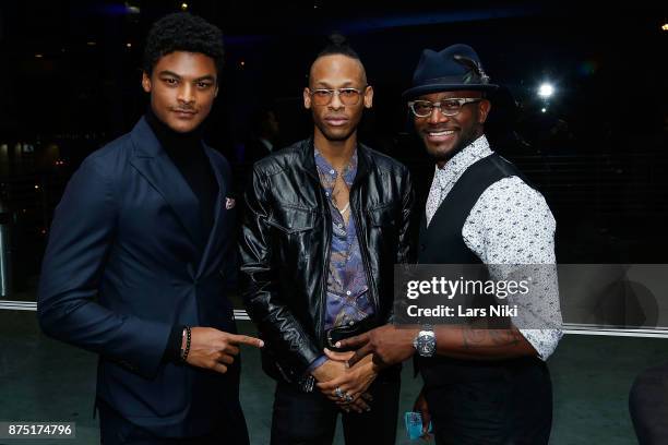 Eugon McNeil, Drew Brando and actor Taye Diggs attend the Gotham Men's Issue Celebration at the BMW of Manhattan Showroom on November 16, 2017 in New...