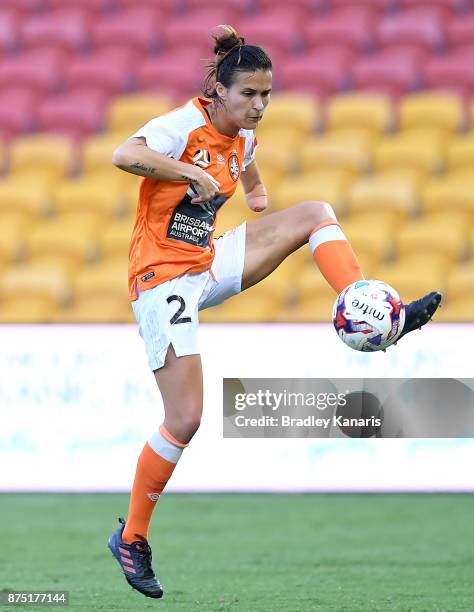 Carson Pickett of the Roar in action during the round four W-League match between Brisbane and Adelaide at Suncorp Stadium on November 17, 2017 in...