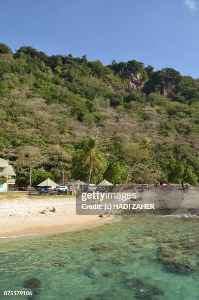 flying fish cove beach | christmas island | australia - christmas island stock-fotos und bilder