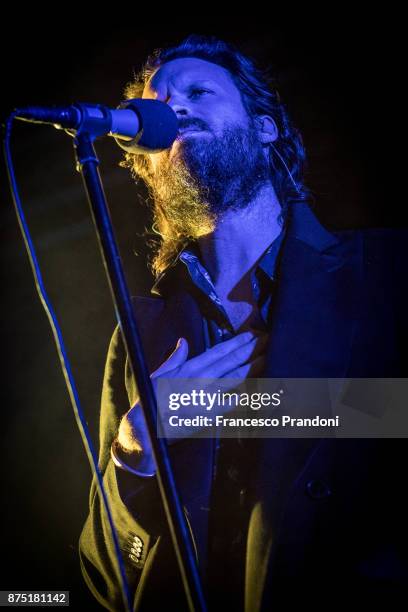 Joshua Michael "Josh" Tillman AKA Father John Misty performs at Fabrique on stage on November 16, 2017 in Milan, Italy.