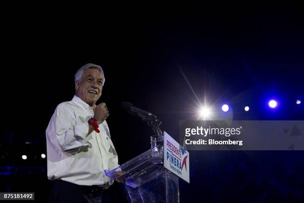 Presidential candidate Sebastian Pinera gestures as he speaks during a campaign rally in Santiago, Chile, on Thursday, Nov. 16, 2017. Everything...