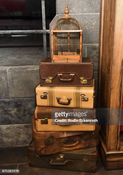Suitcases at Christmas in the Wizarding World of Harry Potter at Universal Studios Hollywood on November 16, 2017 in Universal City, California.