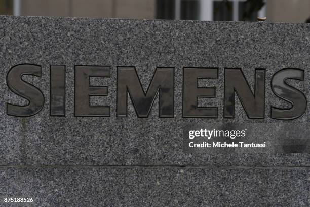 The Siemens logo at the Dynamowerk production Plant on September 28, 2010 in Berlin, Germany. Siemens has announced large-scale layoffs that will...