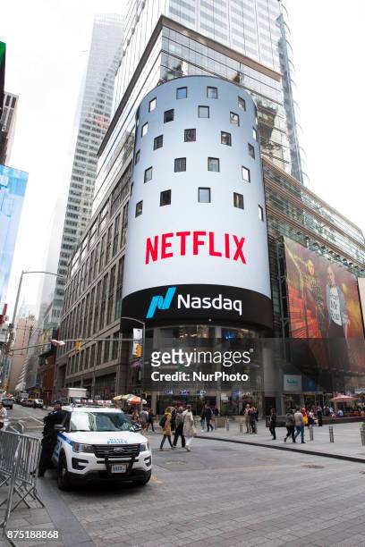 Nasdaq MarketSite in Times Square, New York, United States, on October 13, 2017.