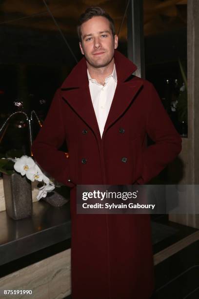 Armie Hammer attends Calvin Klein and The Cinema Society host the after party for Sony Pictures Classics' "Call Me By Your Name" on November 16, 2017...