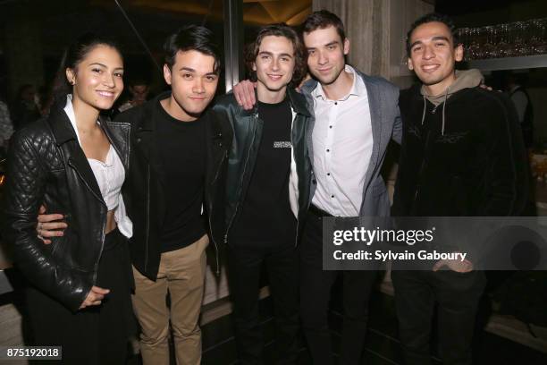 Kristina Reyes, Giullian Gioiello and Timothee Chalamet attend Calvin Klein and The Cinema Society host the after party for Sony Pictures Classics'...