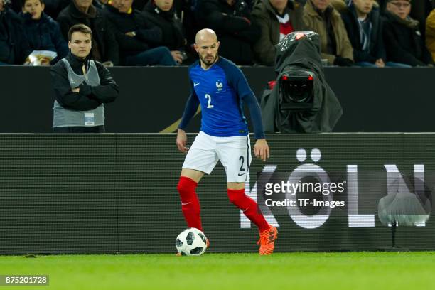 Christophe Jallet of France controls the ball during the International friendly match between Germany and France at RheinEnergieStadion on November...