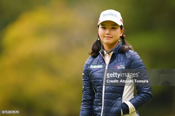 Yuting Seki of China smiles during the second round of the Daio Paper Elleair Ladies Open 2017 at the Elleair Golf Club on November 17, 2017 in...