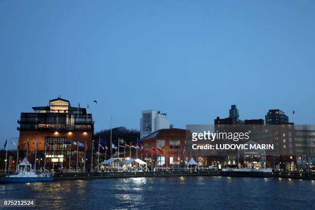 Picture on November 17, 2017 shows a view of the venue where the EU Social Summit for Fair Jobs and Growth takes in the Swedish port city of...