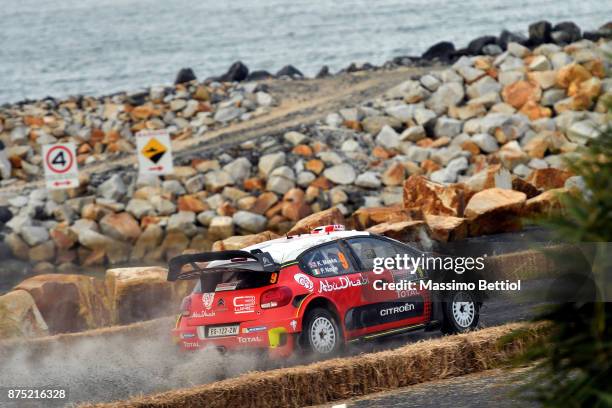 Kris Meeke of Great Britain and Paul Nagle of Ireland compete in their Citroen Total Abu Dhabi WRT Citroen C3 WRC during Day One of the WRC Australia...