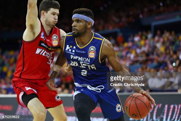 Perrin Buford of the Bullets drives to the basket during the round seven NBL match between Brisbane and Perth at Brisbane Entertainment Centre on...