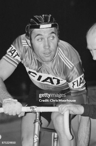 Belgian professional road and track bicycle racer Eddy Merckx during trainings, 20th September 1977.