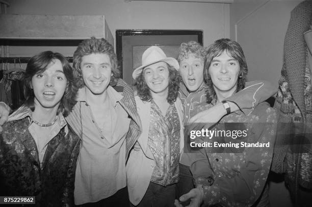 British rock band Small Faces, UK, 26th September 1977. From left to right: Jimmy McCulloch , Kenny Jones, Steve Marriott , Rick Willis, Ian McLagan .