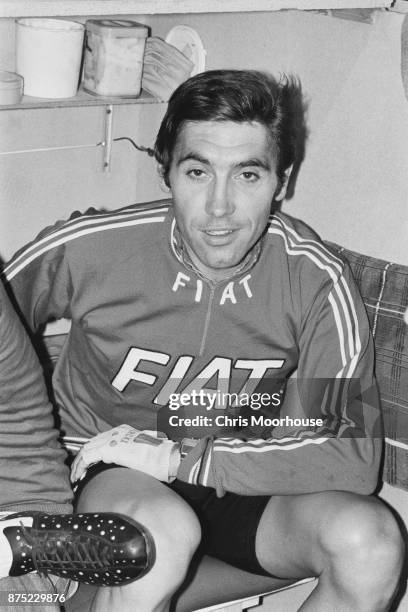 Belgian professional road and track bicycle racer Eddy Merckx during trainings, 20th September 1977.