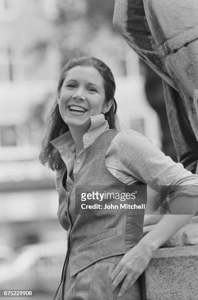American actress, writer, and humorist Carrie Fisher , 28th September 1977.